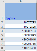 Format of the file before uploading CPYCODE example Format of the file before uploading CPYCODE example
