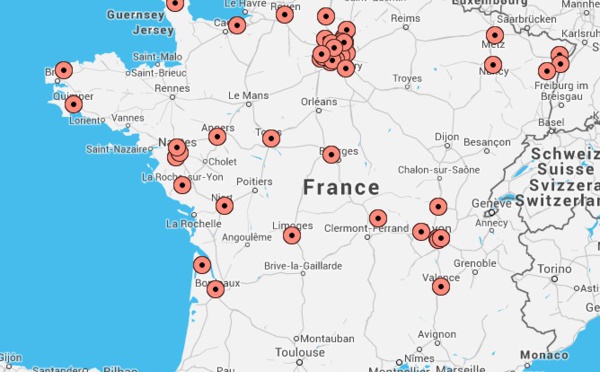 Location of the top 100 VARs for print products in France