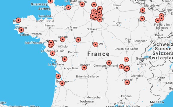  Location of the top 100 VARs for print products in France