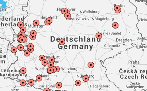 Location of the top 100 VARs for print products in Germany